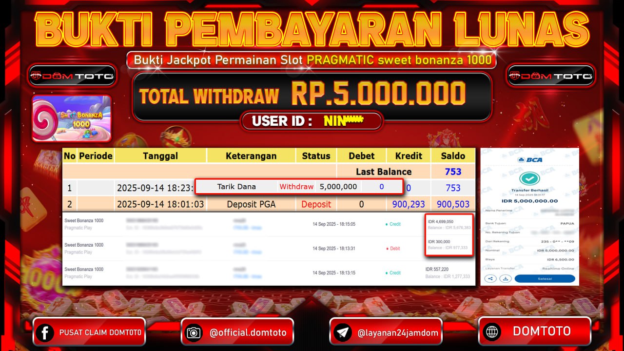 JACKPOT SLOT Sweet Bonanza 1000 Pragmatic Play 14 SEPTEMBER 2025